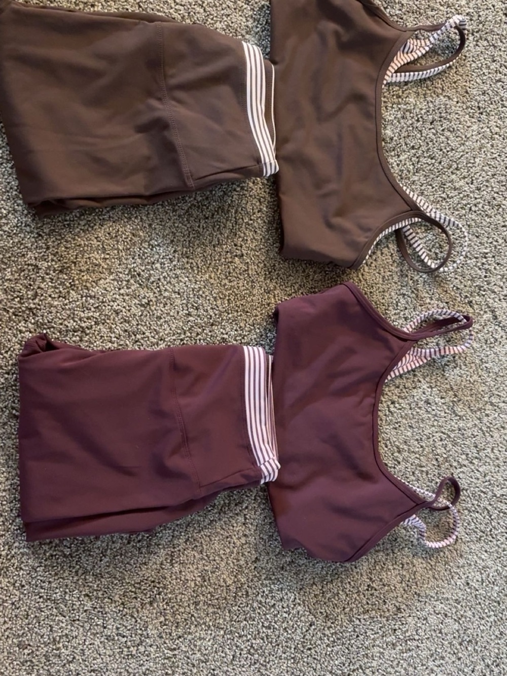 Women's High-Rise Plum Leggings with Striped Waistband